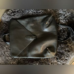 EUC Ellington Black leather backpack purse with magnetic tab closure. Square